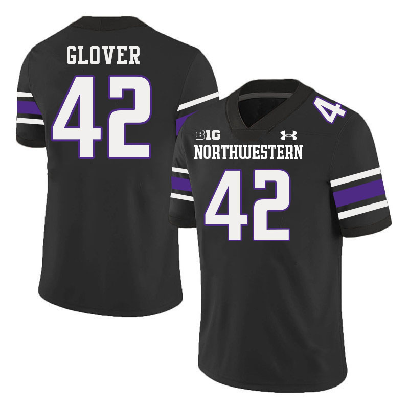 Northwestern Wildcats #42 Nigel Glover College Football Jerseys Stitched-Black